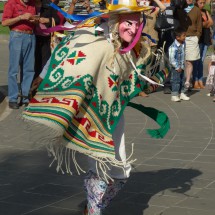 Dancing man with tradicional dress and mask of the indigenous people of Michoacán